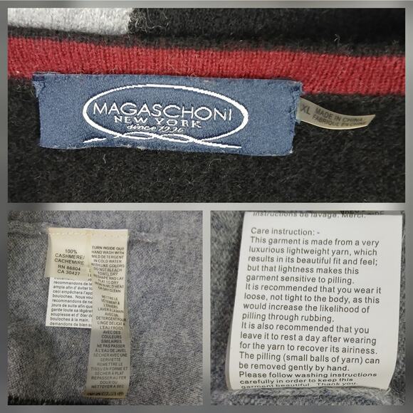 Magaschoni SZ XL 100% Cashmere Colorblock Sweater Dress In Gray & Black - Picture 6 of 6